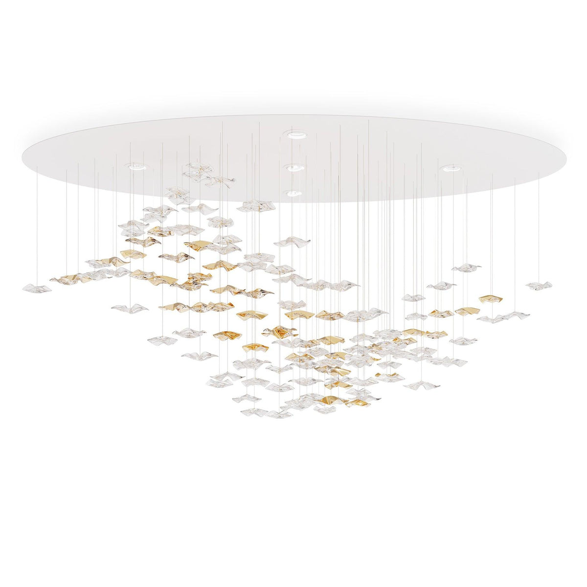 Tidal Art Glass Chandelier (With Canopy) - Zelno Lighting