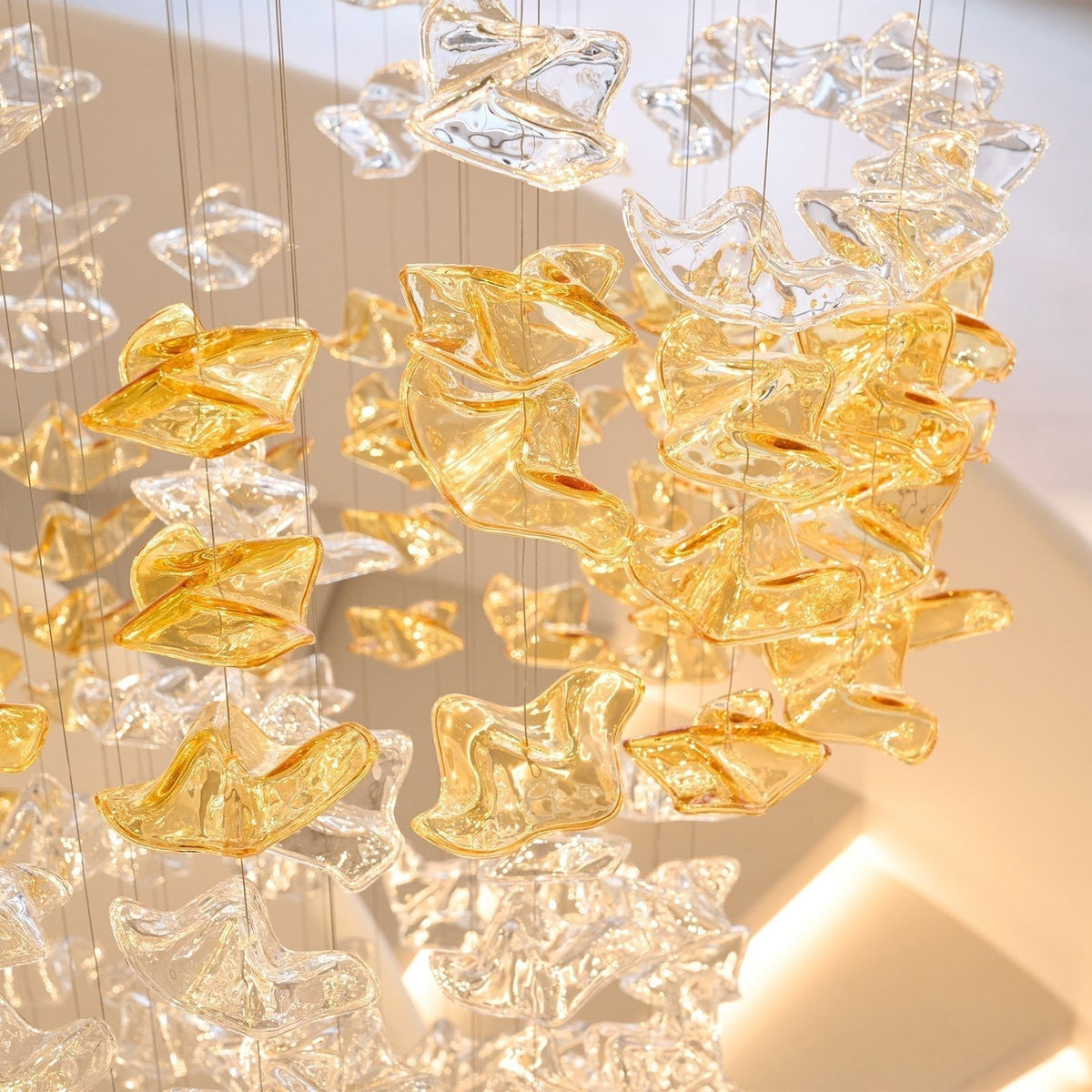 Tidal Art Glass Chandelier (With Canopy) - Zelno Lighting