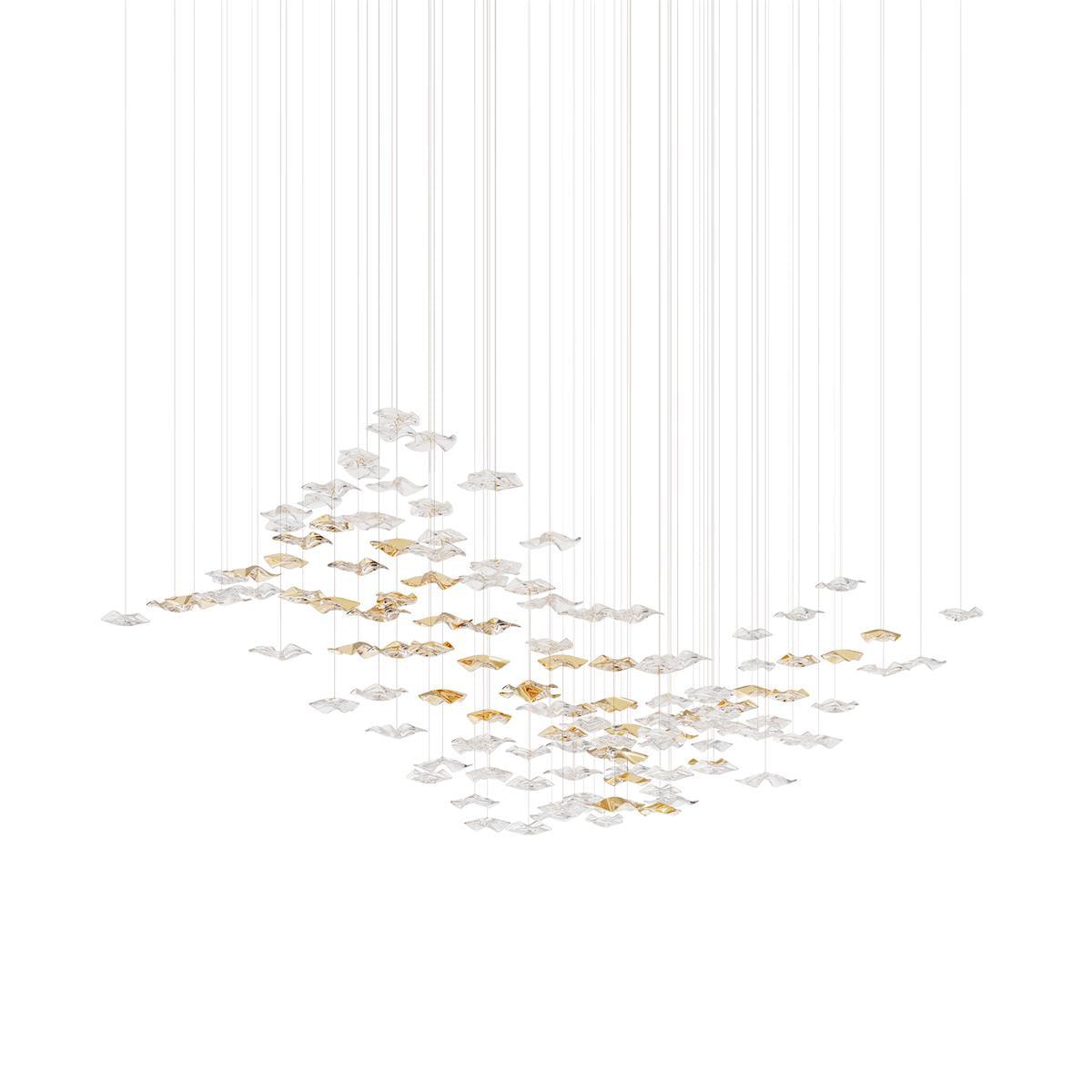 Tidal Art Glass Chandelier (With Canopy) - Zelno Lighting