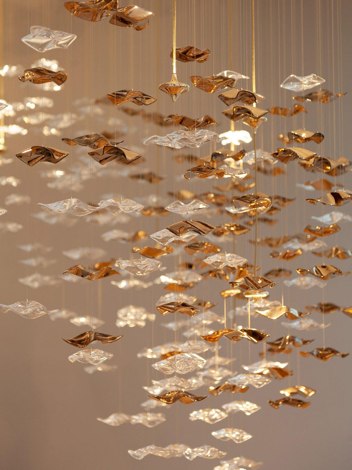 Tidal Art Glass Chandelier (With Canopy) - Zelno Lighting