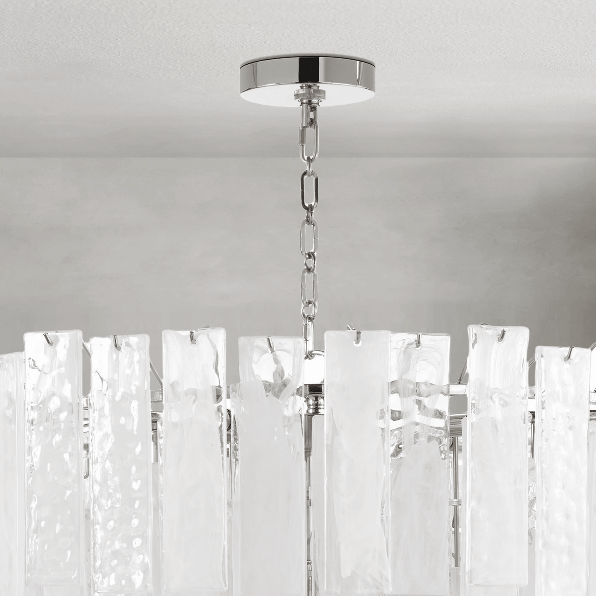 Tidelle Nickel Clear Glass Chandelier Large - Zelno Lighting