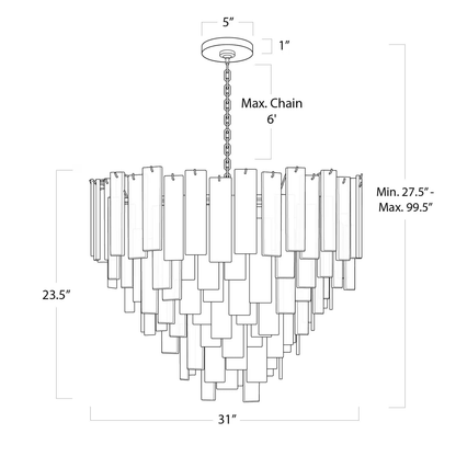 Tidelle Nickel Clear Glass Chandelier Large - Zelno Lighting