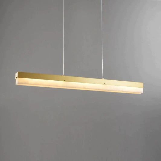 Timea Modern Alabaster Linear Pendant Light Over Kitchen Island, Chandelier Over Dining Table - Zelno