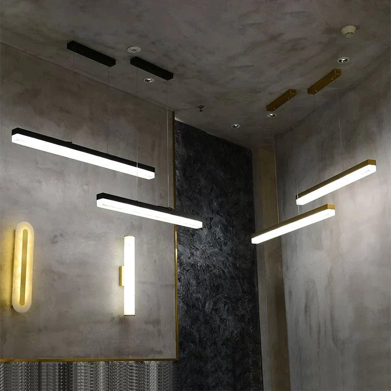 Timea Modern Alabaster Linear Pendant Light Over Kitchen Island, Chandelier Over Dining Table - Zelno