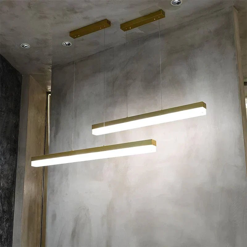 Timea Modern Alabaster Linear Pendant Light Over Kitchen Island, Chandelier Over Dining Table - Zelno