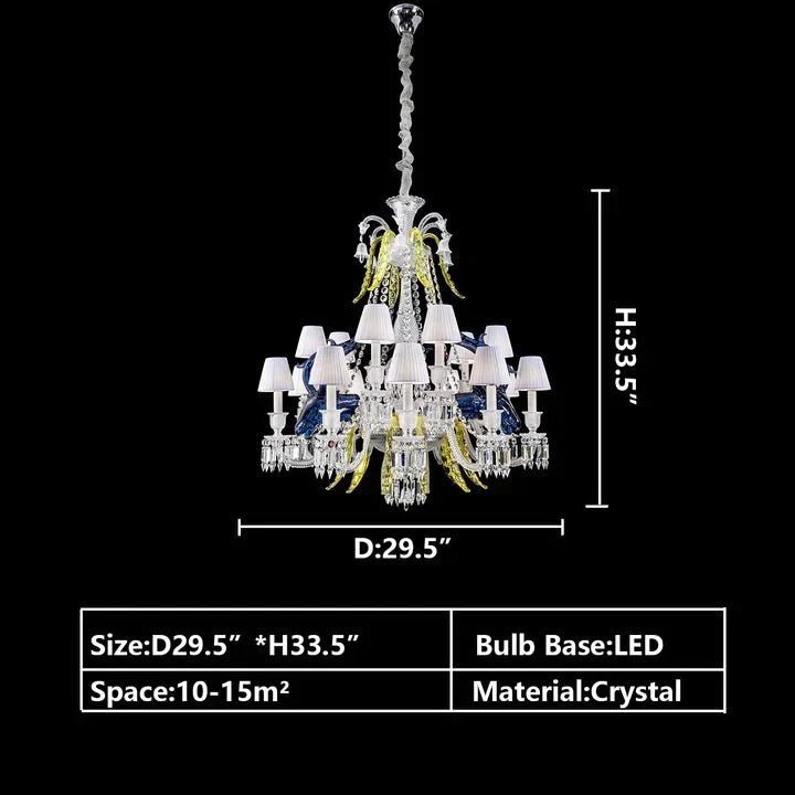 Traditional Colorful Candle Branch Blue Deer Crystal Chandelier for Living Room/Dining Room - Zelno Lighting