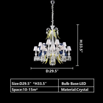 Traditional Colorful Candle Branch Blue Deer Crystal Chandelier for Living Room/Dining Room - Zelno Lighting