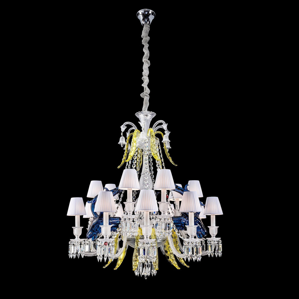 Traditional Colorful Candle Branch Blue Deer Crystal Chandelier for Living Room/Dining Room - Zelno Lighting