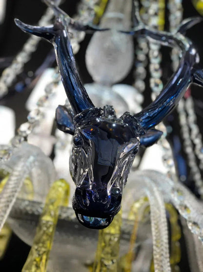 Traditional Colorful Candle Branch Blue Deer Crystal Chandelier for Living Room/Dining Room - Zelno Lighting