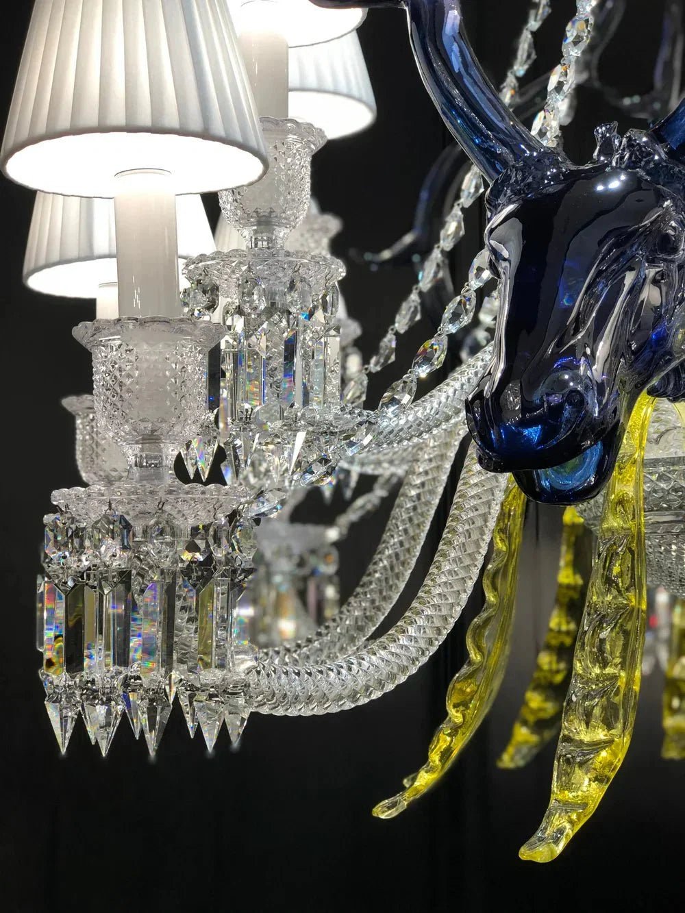 Traditional Colorful Candle Branch Blue Deer Crystal Chandelier for Living Room/Dining Room - Zelno Lighting