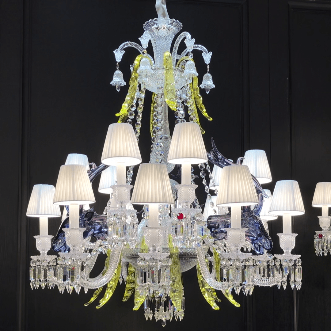 Traditional Colorful Candle Branch Blue Deer Crystal Chandelier for Living Room/Dining Room - Zelno Lighting