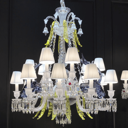 Traditional Colorful Candle Branch Blue Deer Crystal Chandelier for Living Room/Dining Room - Zelno Lighting