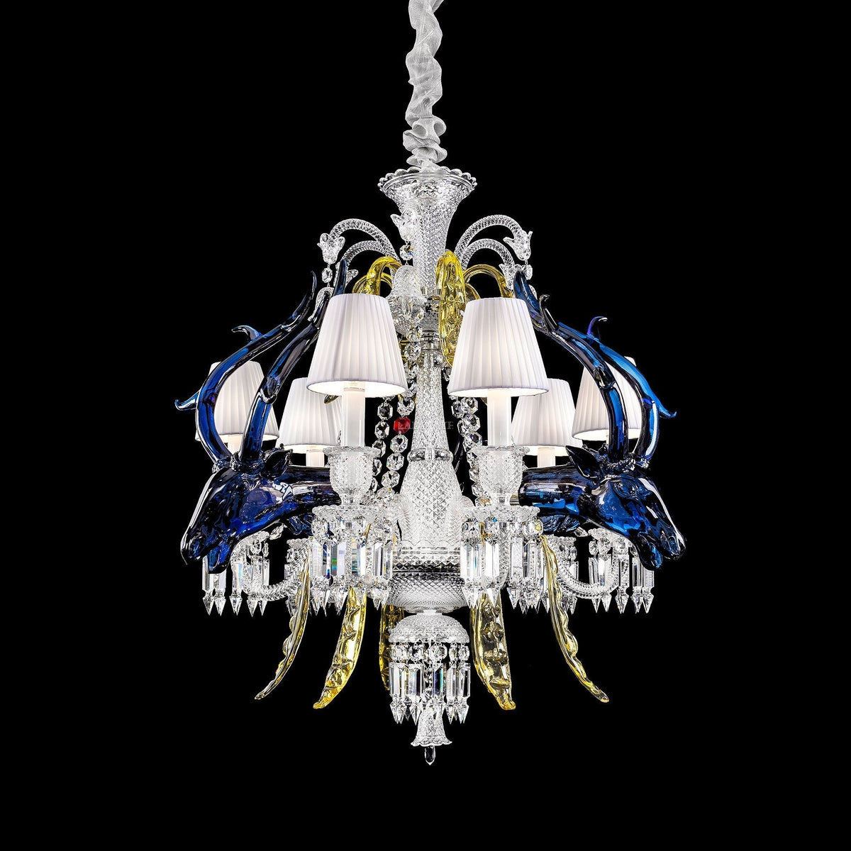 Traditional Colorful Candle Branch Blue Deer Crystal Chandelier for Living Room/Dining Room - Zelno Lighting