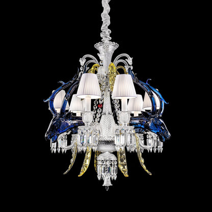 Traditional Colorful Candle Branch Blue Deer Crystal Chandelier for Living Room/Dining Room - Zelno Lighting