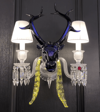 Traditional Colorful Candle Branch Blue Deer Crystal Chandelier for Living Room/Dining Room - Zelno Lighting