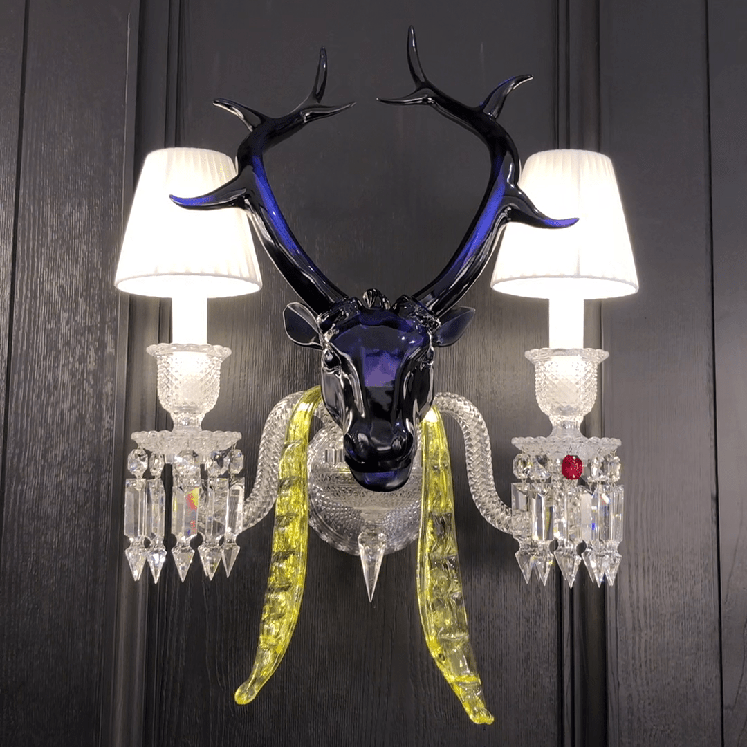 Traditional Colorful Candle Branch Blue Deer Crystal Chandelier for Living Room/Dining Room - Zelno Lighting