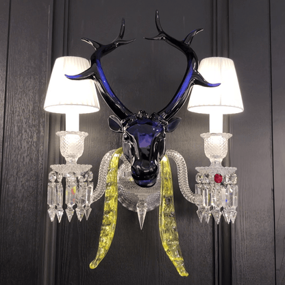 Traditional Colorful Candle Branch Blue Deer Crystal Chandelier for Living Room/Dining Room - Zelno Lighting