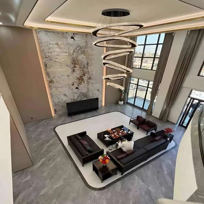 Twisted Ring Led Light Chandelier for High Ceiling - Zelno Lighting
