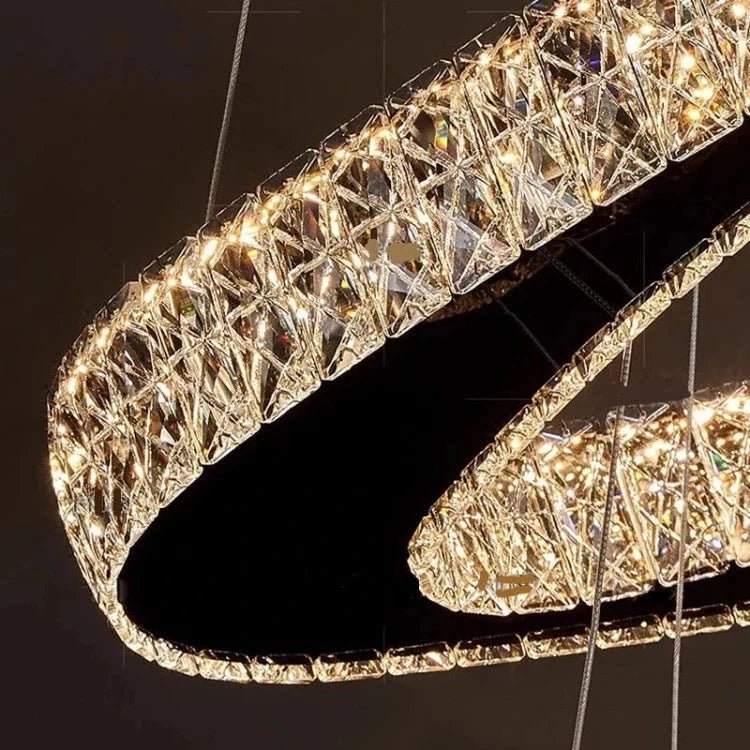 Twisted Ring Led Light Chandelier for High Ceiling - Zelno Lighting
