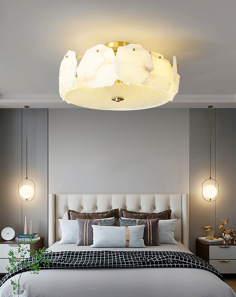 Valeria Alabaster Ceiling Lamp - Zelno Lighting