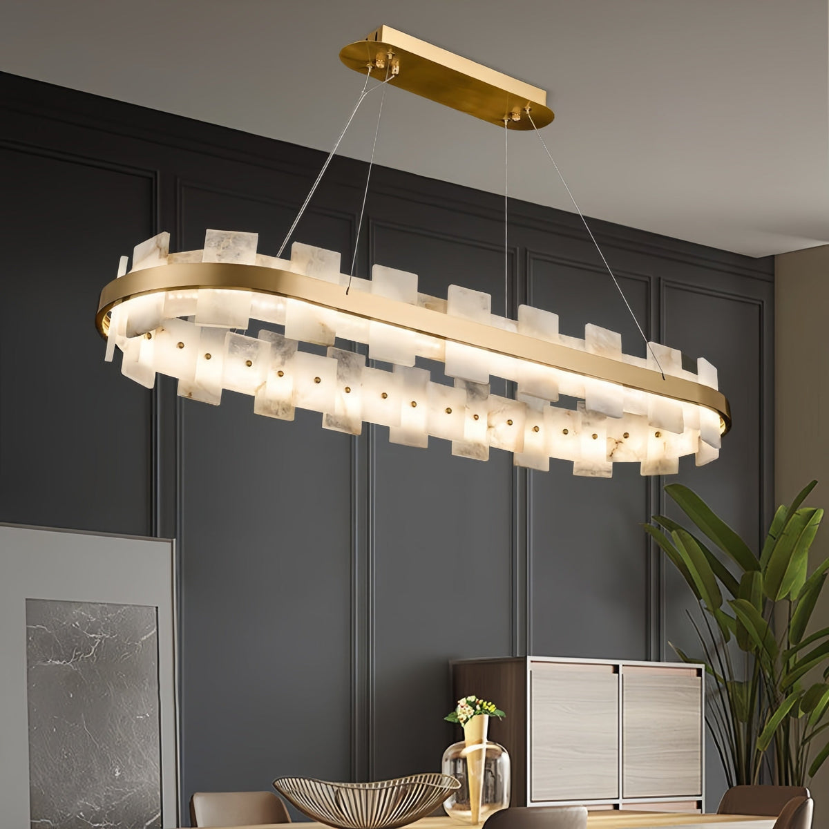 Varnaka Alabaster Chandelier Light - Zelno Lighting