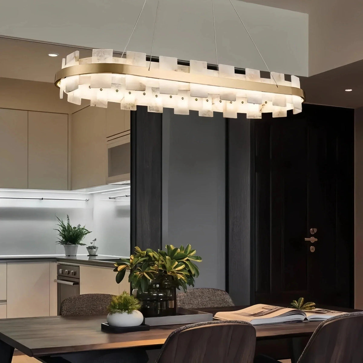 Varnaka Alabaster Chandelier Light - Zelno Lighting