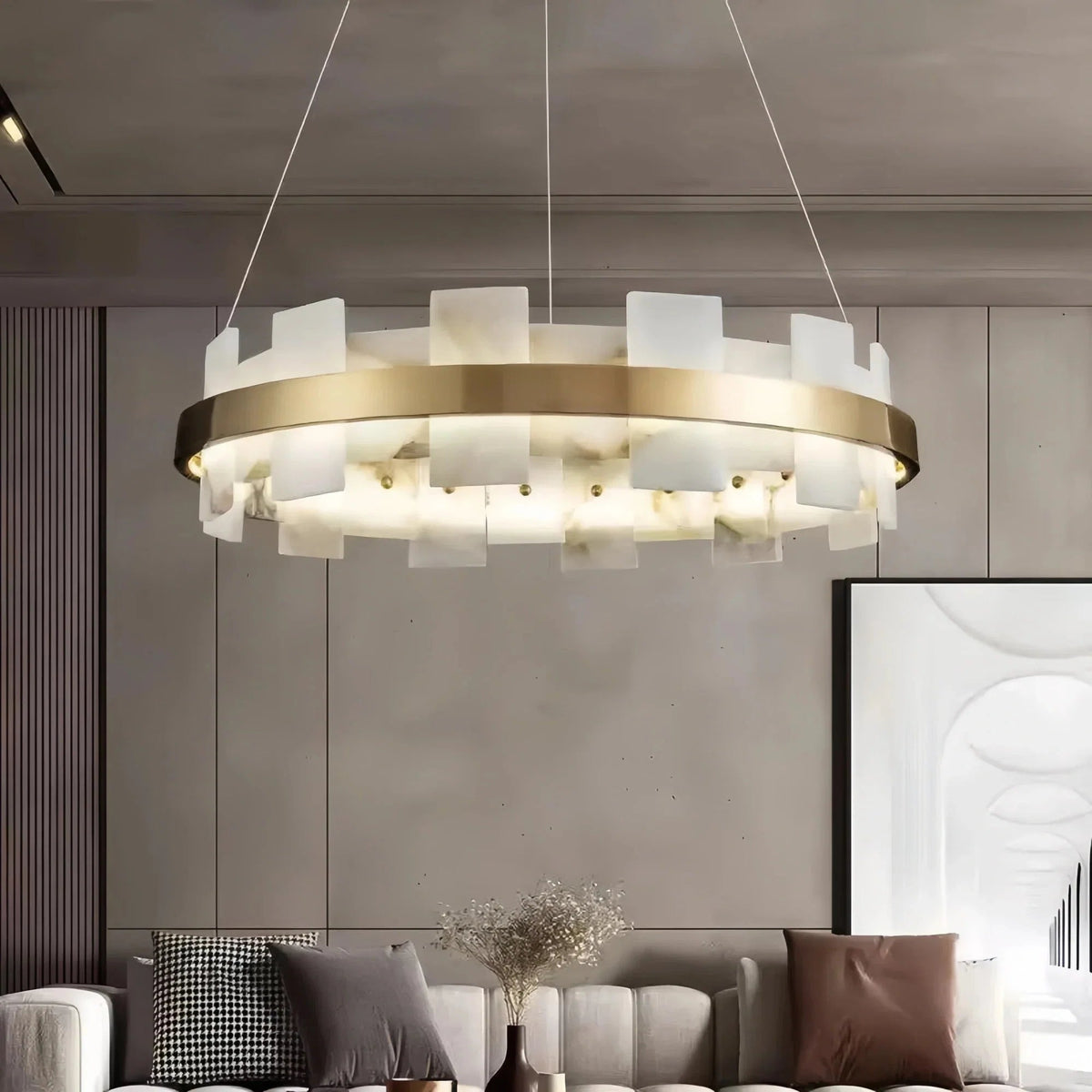 Varnaka Alabaster Chandelier Light - Zelno Lighting