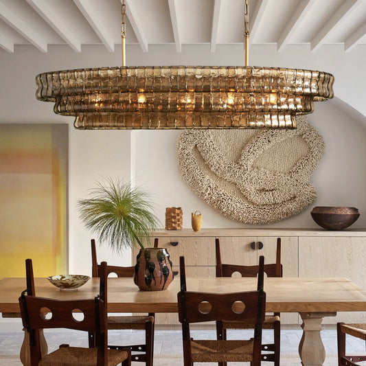 Verdea Oval Glass Chandelier for Dining Room - Zelno