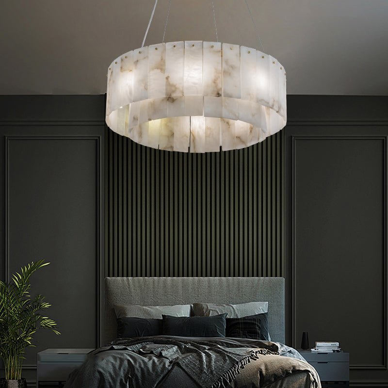 Victoria Alabaster Modern Round Chandelier - Zelno