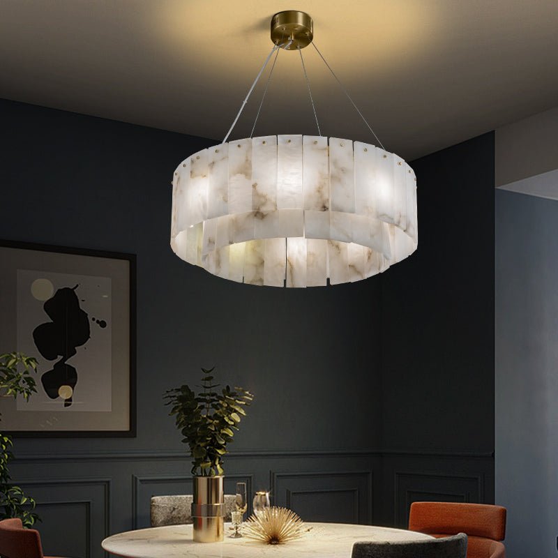 Victoria Alabaster Modern Round Chandelier - Zelno