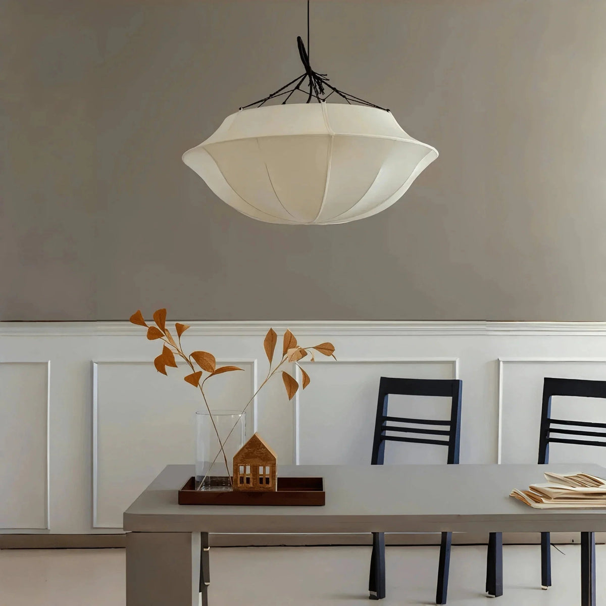Vintage French Style Cream White Silk Umbrella Chandelier - Zelno Lighting