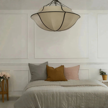 Vintage French Style Cream White Silk Umbrella Chandelier - Zelno Lighting