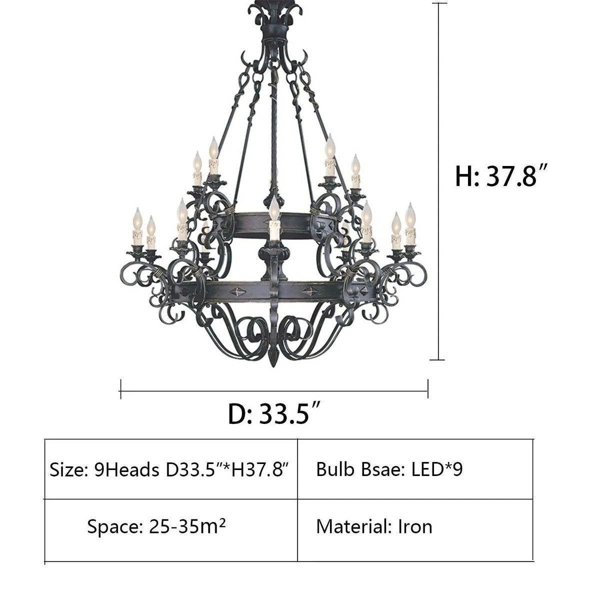 Vintage Iron Simple Candle Art Chandelier - Zelno