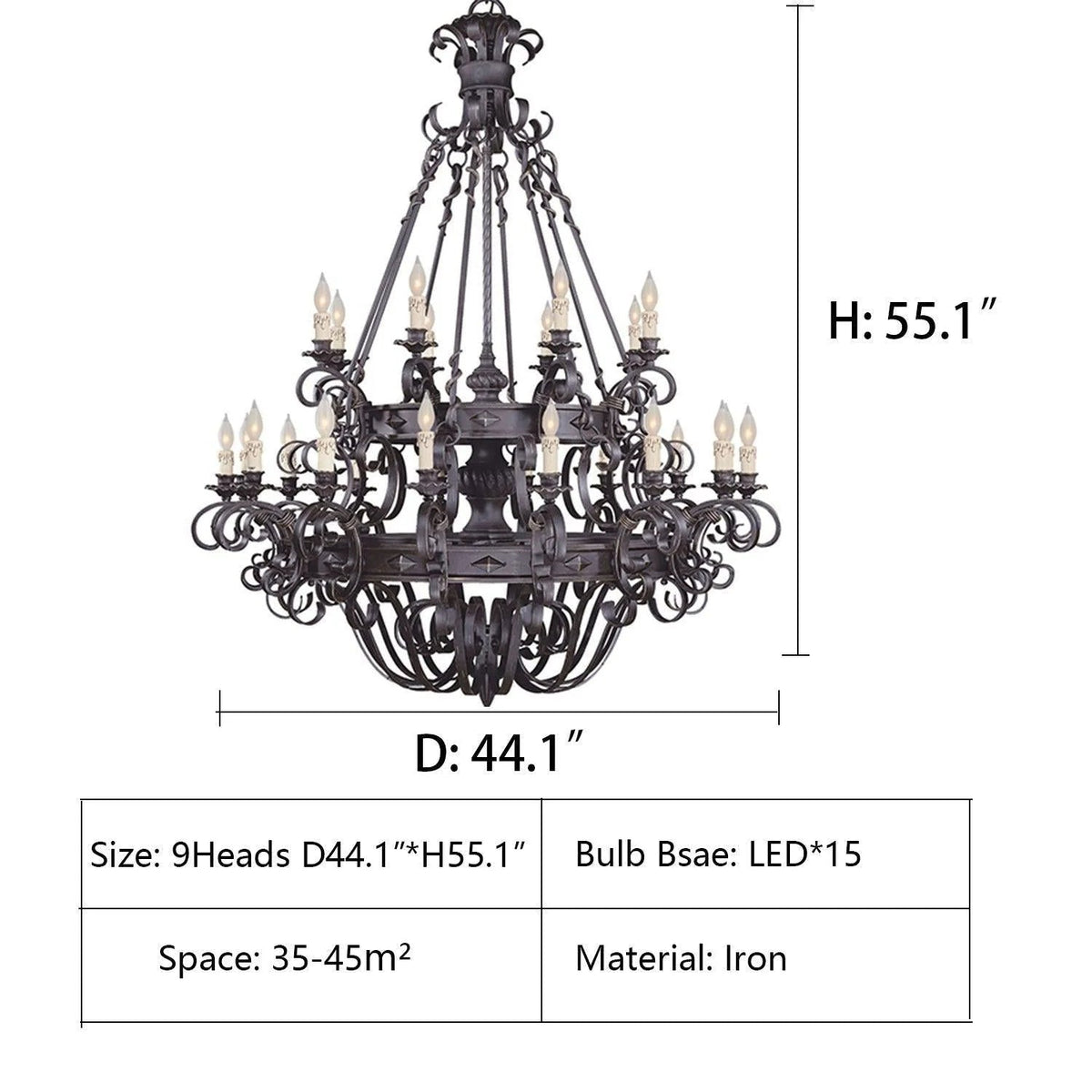 Vintage Iron Simple Candle Art Chandelier - Zelno
