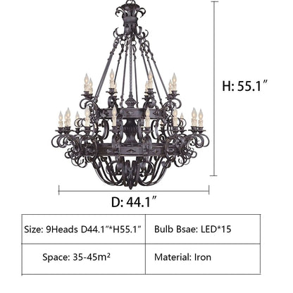 Vintage Iron Simple Candle Art Chandelier - Zelno