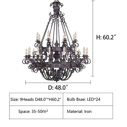 Vintage Iron Simple Candle Art Chandelier - Zelno