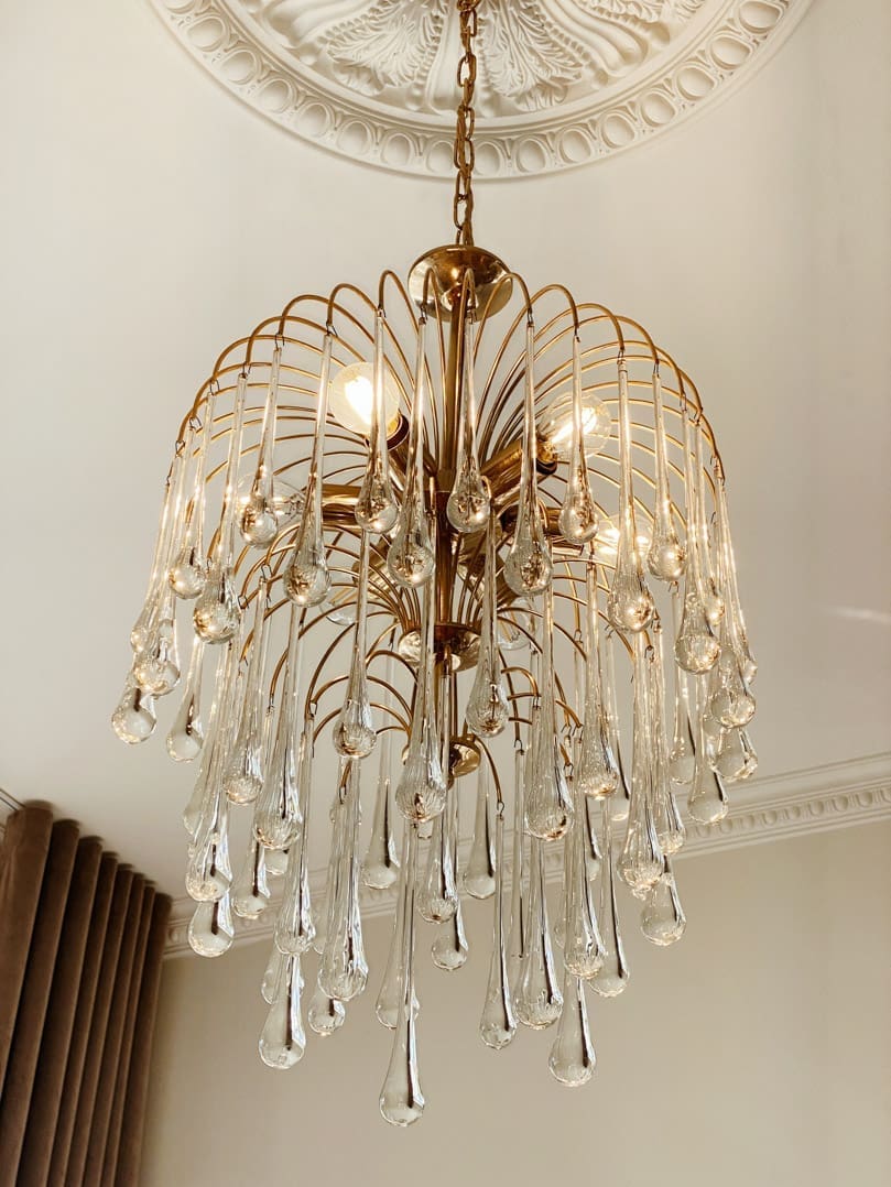 Vintage – Murano chandelier – Teardrop – 68 drops – Clear - Zelno Lighting