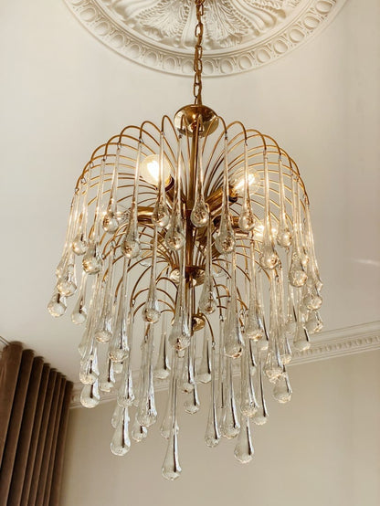 Vintage – Murano chandelier – Teardrop – 68 drops – Clear - Zelno Lighting