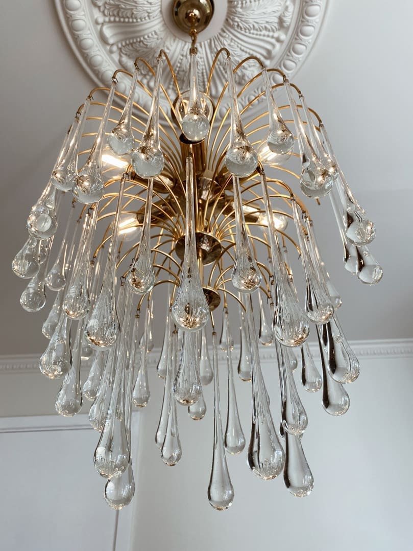 Vintage – Murano chandelier – Teardrop – 68 drops – Clear - Zelno Lighting
