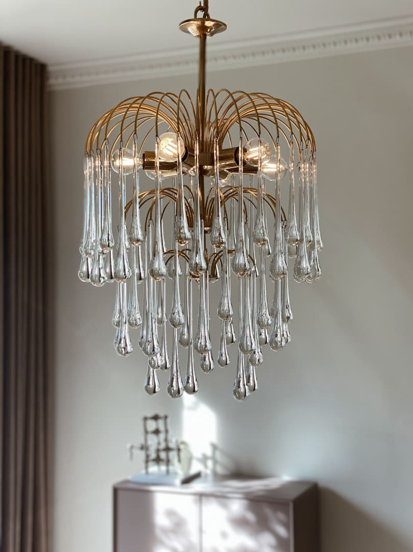Vintage – Murano chandelier – Teardrop – 68 drops – Clear - Zelno Lighting