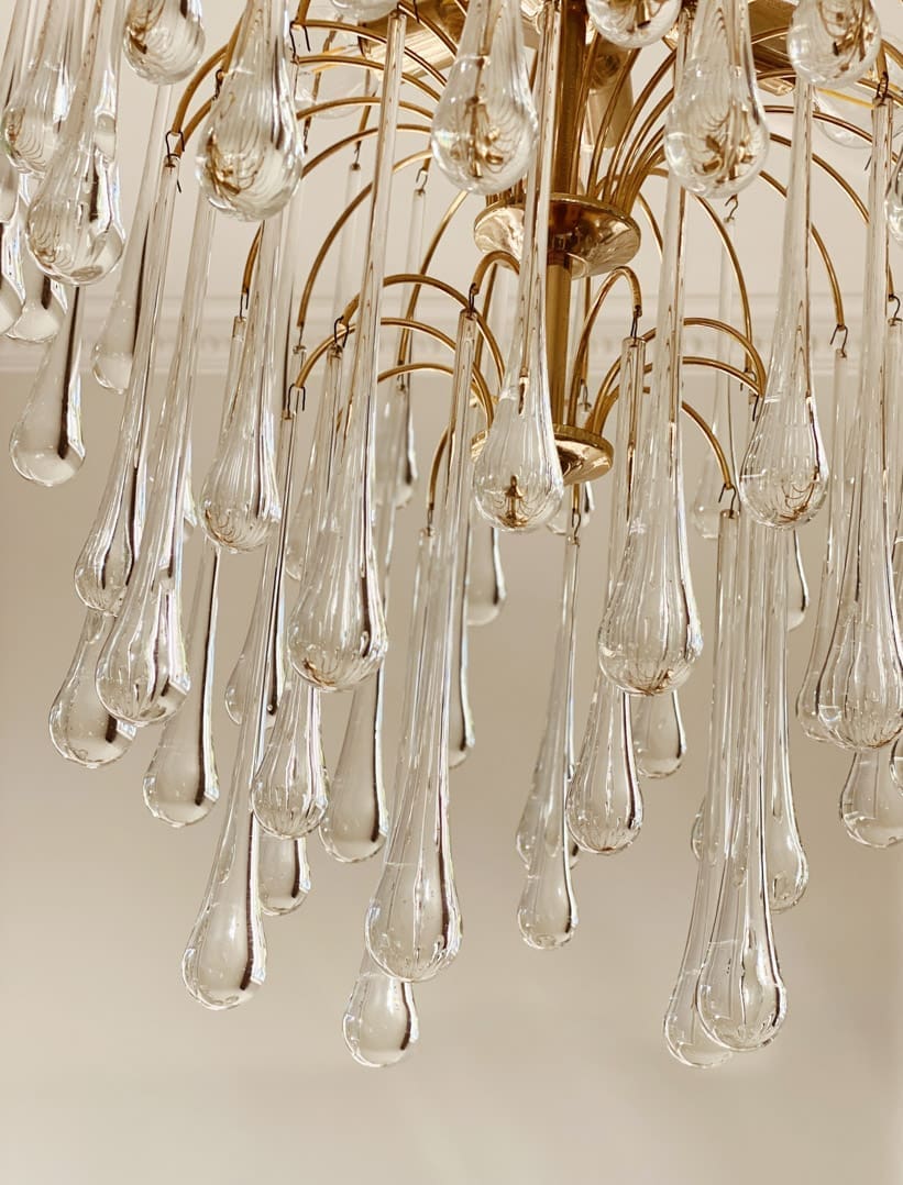 Vintage – Murano chandelier – Teardrop – 68 drops – Clear - Zelno Lighting