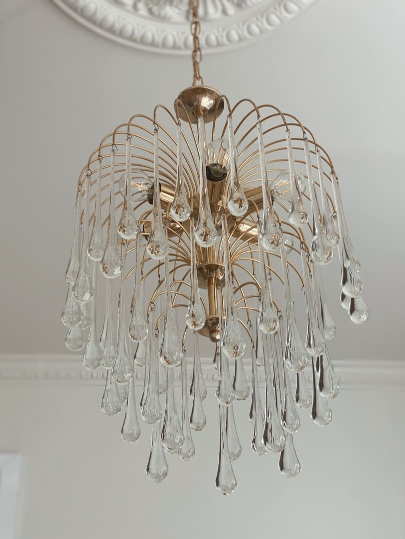 Vintage – Murano chandelier – Teardrop – 68 drops – Clear - Zelno Lighting