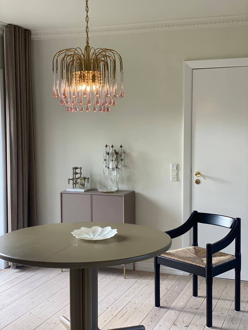 Vintage – Murano Teardrops Chandelier – 70s – Pink prisms - Zelno Lighting