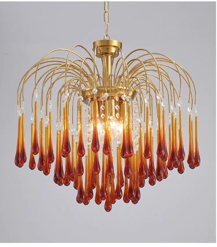 Vintage – Murano Teardrops Chandelier – 70s – Pink prisms - Zelno Lighting