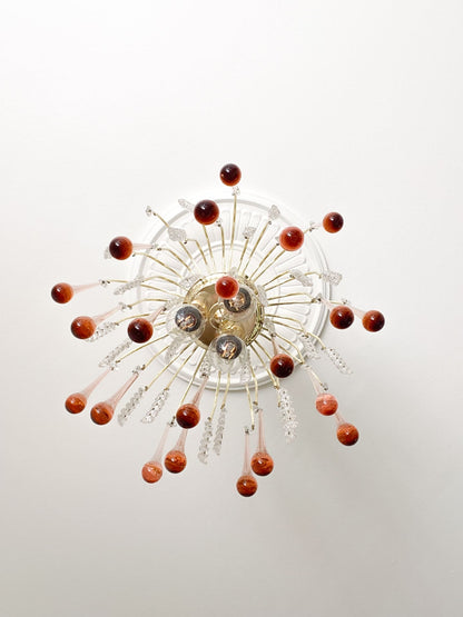 Vintage – Murano Teardrops Chandelier – 70s – Pink prisms - Zelno Lighting