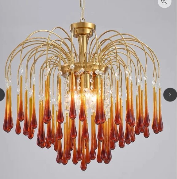 Vintage – Murano Teardrops Chandelier – 70s – Pink prisms - Zelno Lighting