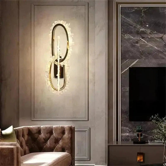 Wesley Modern Rock Crystal Wall Sconce - Zelno Lighting