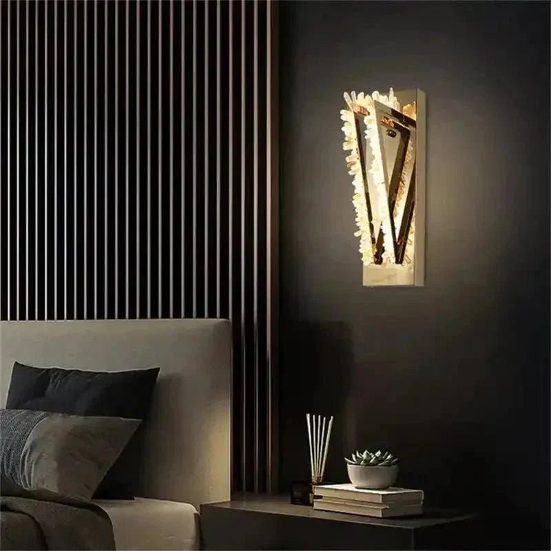 Wesley Modern Rock Crystal Wall Sconce - Zelno Lighting