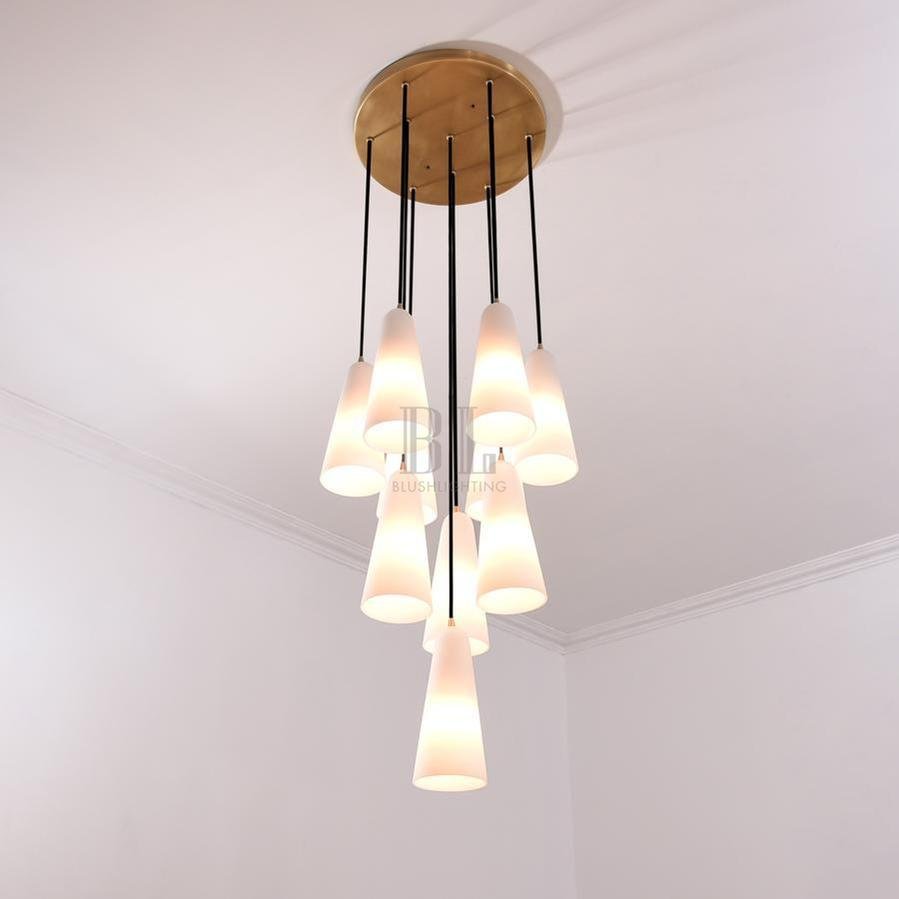 White Ceramics Round Chandelier 18" 10-light - Zelno Lighting