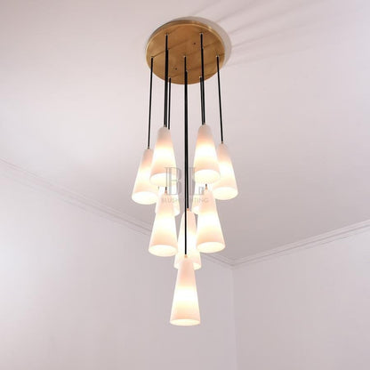 White Ceramics Round Chandelier 18" 10-light - Zelno Lighting